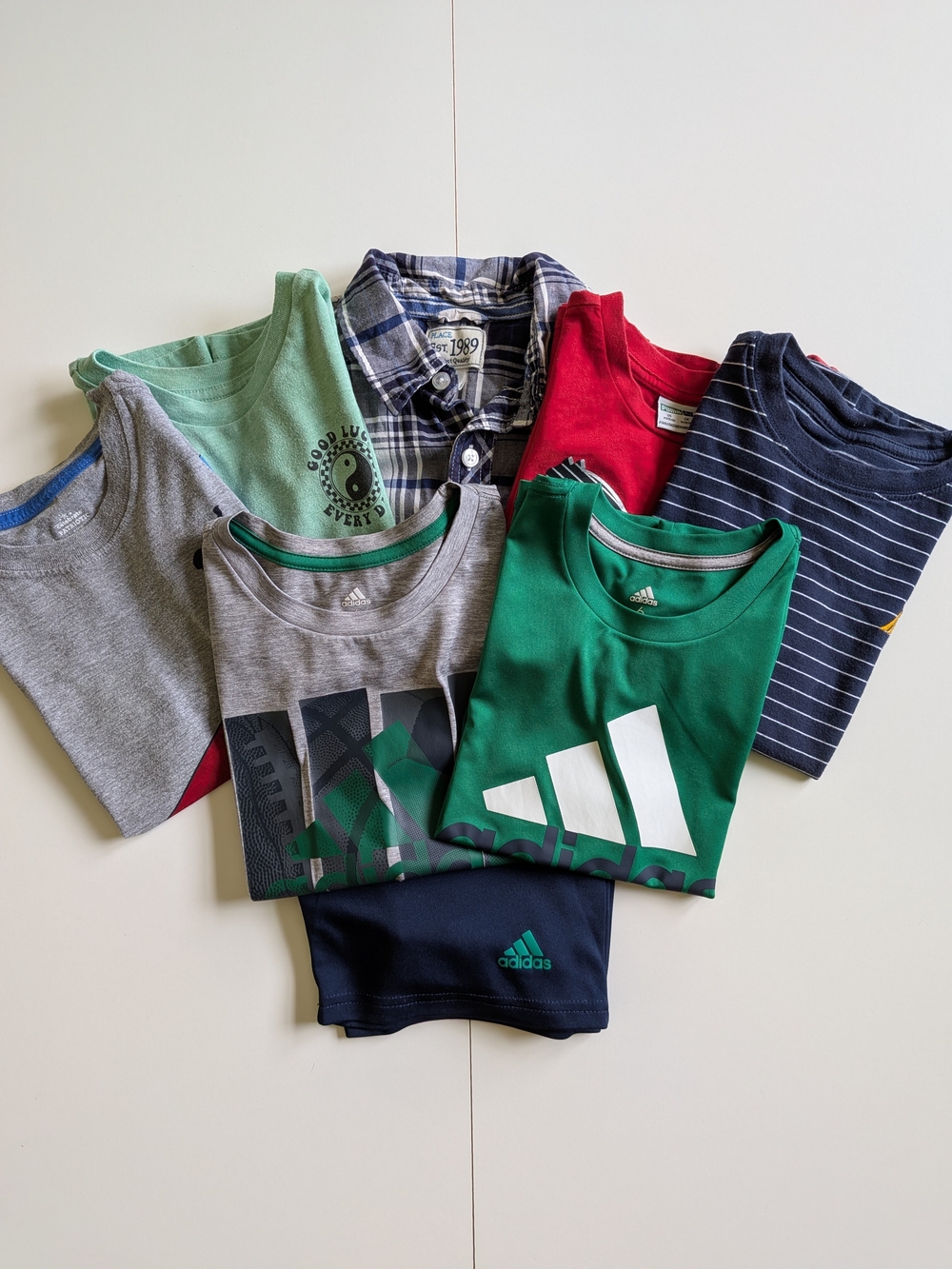 ADIDAS and Mixed Brand Short-Sleeve Kids Tees Lot of 8 5/6
